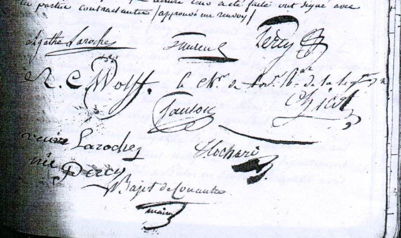 Signatures dans l'acte de mariage de Laurent de 1816