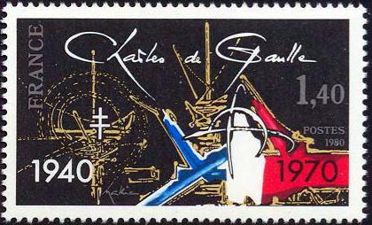 Timbre commemoratif du Gal de Gaulle -1980-